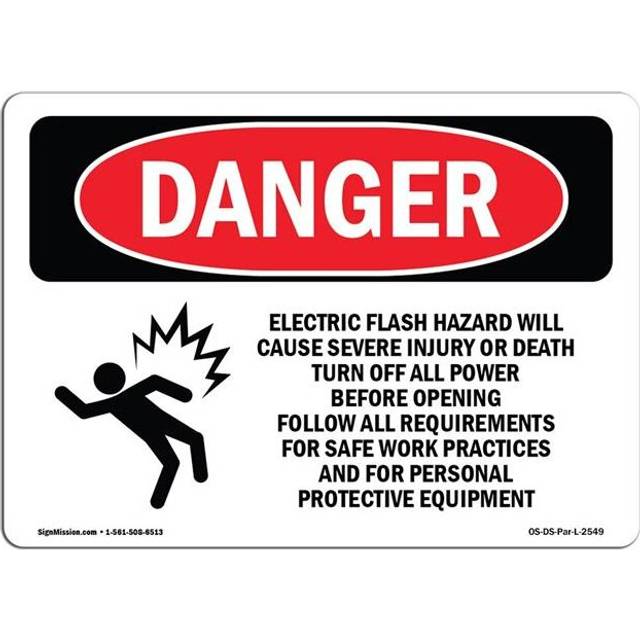 SignMission OS-DS-A-710-L-2549 7 x 10 in. OSHA Danger Sign - Electric Flash Hazard Will Cause