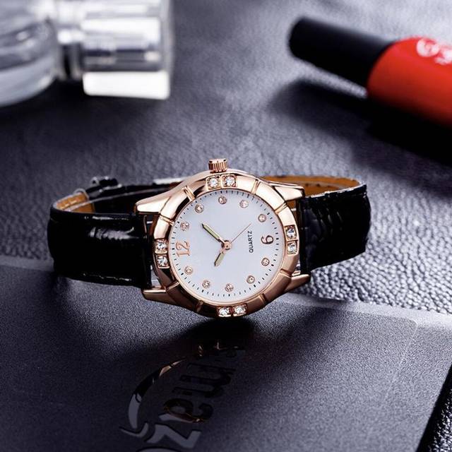 (black) Luxury Womens Analig Quartz Wristwatches Leather Strap Luminous Watch Casual Business Dress Watch - Black