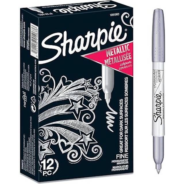 Sharpie Metallic Permanent Markers | Fine Point | Silver | 12 Count