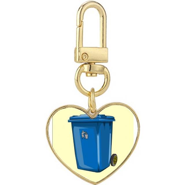 Dustbin Trash Waste Loveliness Bin Gold Heart Keychain Metal Keyring Holder