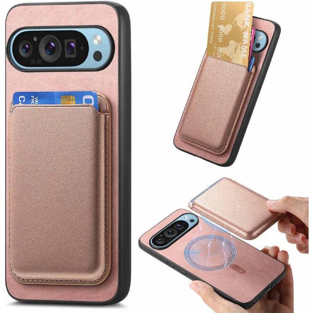 (Pink) Case for Google Pixel 9 Pro Cardholder Cardholder Detachable Strong Magnetic Attraction