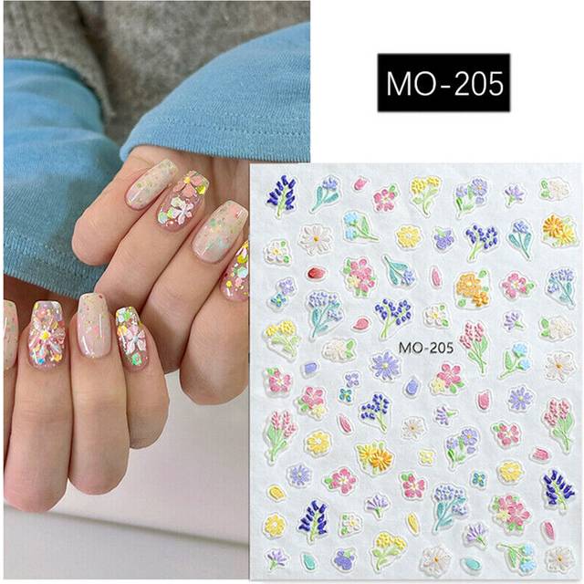 Daisy Sunflower Embossed Relief Nail Art Decoration Sticker 3D Manicure Decals