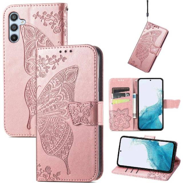 (Rose Gold ) Flip Case for Samsung Galaxy A36 5g Wallet Business Multi-color Wing Butterfly