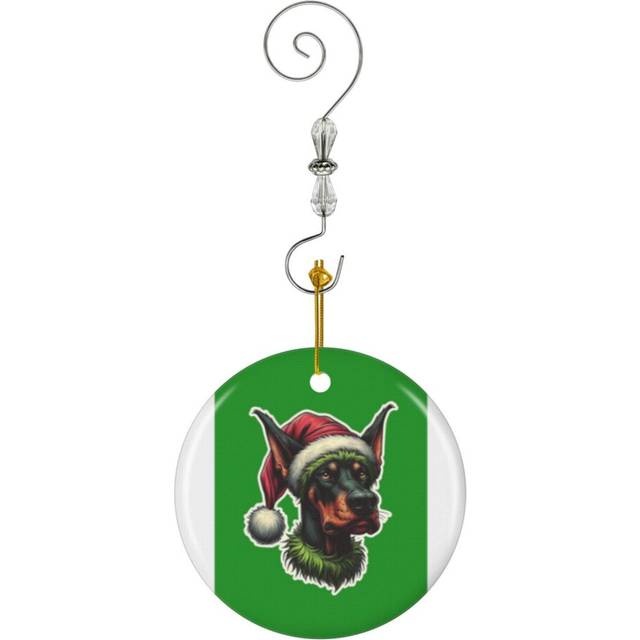(Doberman Dobie Xmas Grinch, Gift_7103) Christmas Ornaments Ceramic with Crystal Hook Xmas Handmade Tree Decorations KeepsakeÂGifts Stocking Stuffer