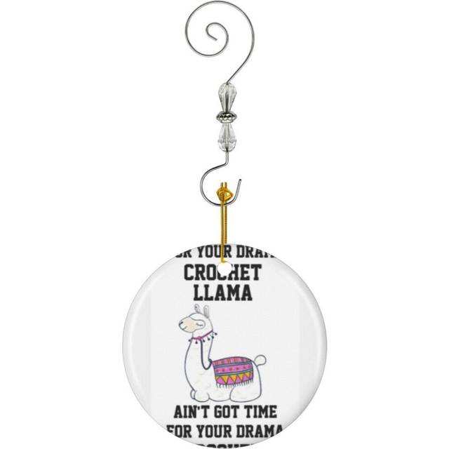 (Crochet Funny Gift - Crochet Llama Saying-5927) Christmas Ornaments Ceramic Charm with Hook Crystal Handmade Xmas Tree Decorations KeepsakeÂStocking