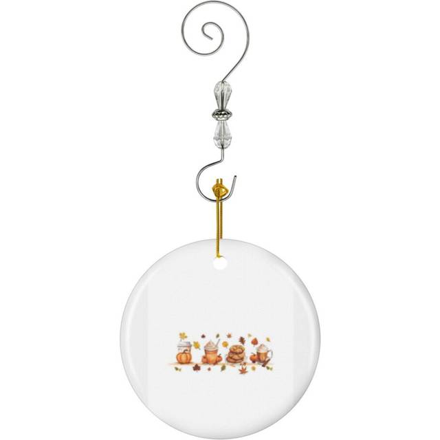 (Fall Pumpkin , Womens Casual Autumn Thanksgiving_6973) Christmas Ornaments Ceramic with Crystal Hook Xmas Handmade Tree Decorations KeepsakeÂGifts S