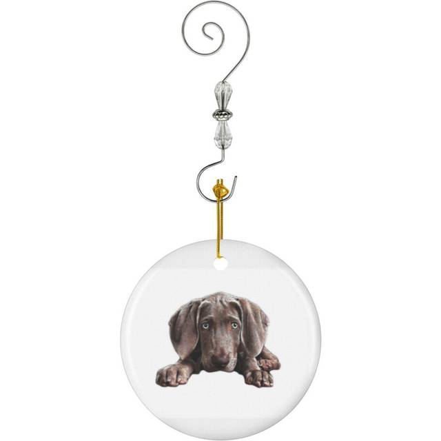(Weimaraner Cute Puppy Eyes-10161) Christmas Ornaments Ceramic Charm with Hook Crystal Handmade Xmas Tree Decorations KeepsakeÂStocking Stuffer