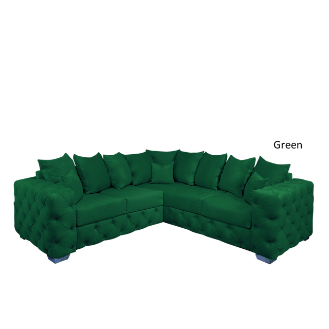 (Fabric Swatch, Emerald Green Velvet) Snooze Velvet Ashton Scatter Back 5 Seater Corner Sofa Sets Upholstered Plush Fabric