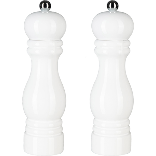 Salt and Pepper Grinder Set,Manual Pepper Mills with Adjustable Coarseness, Refillable Spice Grinders 7 inch white