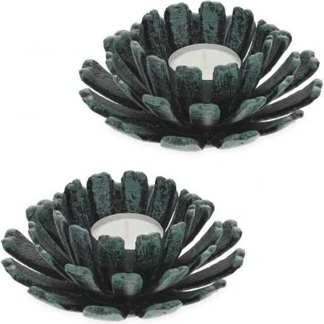 set of 2 flower-shaped tealight holders
