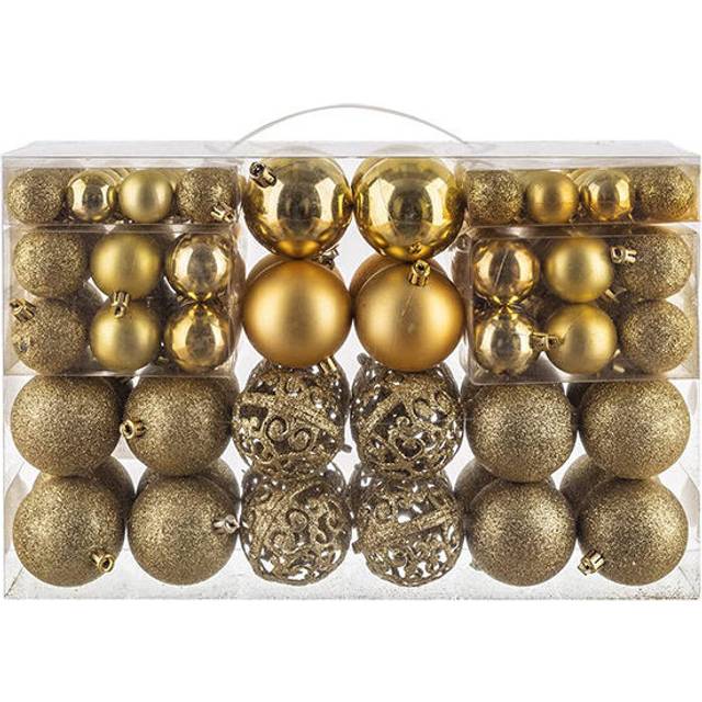 100 Pcs Christmas Ball Ornaments Set for Xmas Tree Decor-Gold