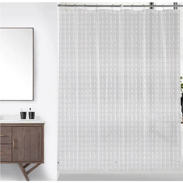 (Transparent Grid) High Clear Shower Curtain Waterproof Transparent Curtains Liner Mildew PEVA Bath Curtains With Hooks Home PEVA Bathroom Decor
