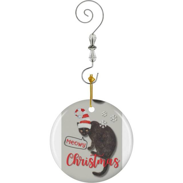 (Meowy Christmas Funny Gifts For Cat Lovers_633) Christmas Ornaments Ceramic with Crystal Hook Xmas Handmade Tree Decorations KeepsakeÂGifts Stocking
