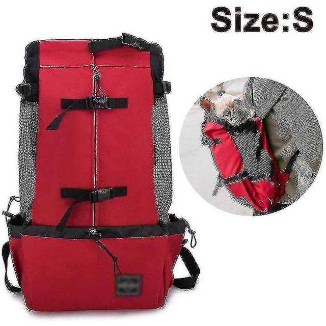 (M, Red) Dog Carrier Backpack For Small And Medium Pets Front Facing Adjustable