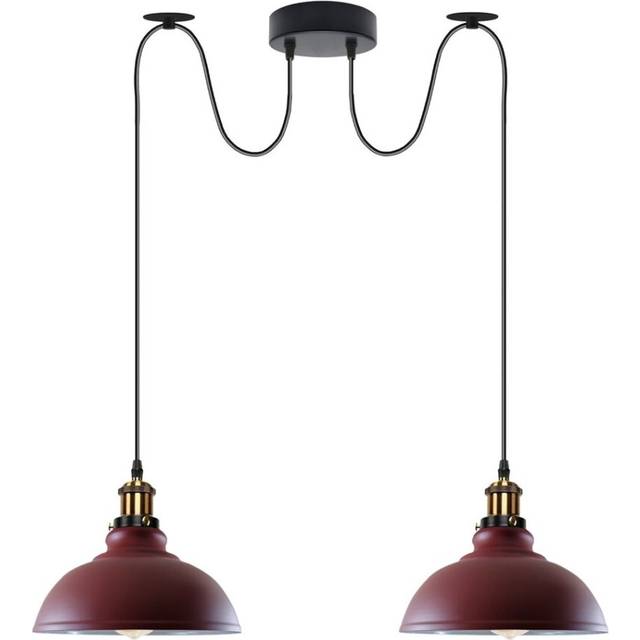 Burgundy Vintage 2 Way Ceiling Pendant Light Metal Industrial Style 29cm, E27 Base Hanging Pendant Lamp