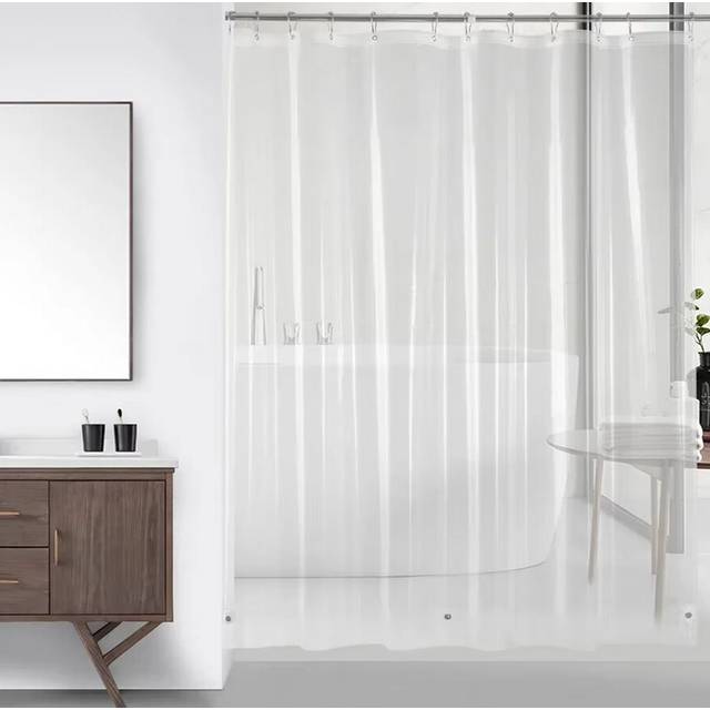 (Transparent) High Clear Shower Curtain Waterproof Transparent Curtains Liner Mildew PEVA Bath Curtains With Hooks Home PEVA Bathroom Decor