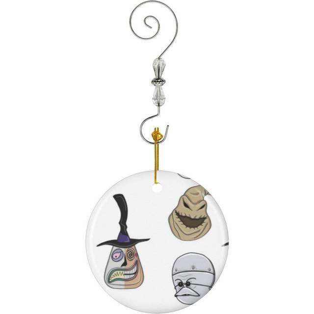 (Nightmare Before Christmas Set 4-7347) Christmas Ornaments Ceramic Charm with Hook Crystal Handmade Xmas Tree Decorations KeepsakeÂStocking Stuffer