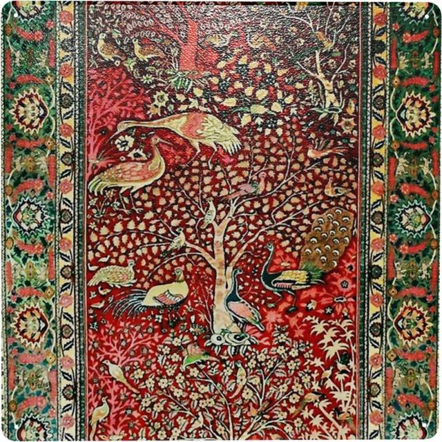 "(Antique Persian Rug Bird Tree Flowers Ca. 1600 Print=570) Metal Tin Sign 12x12"" Wall DÃ©cor Cafe Bar Beer Pub Signs Christmas Gift"