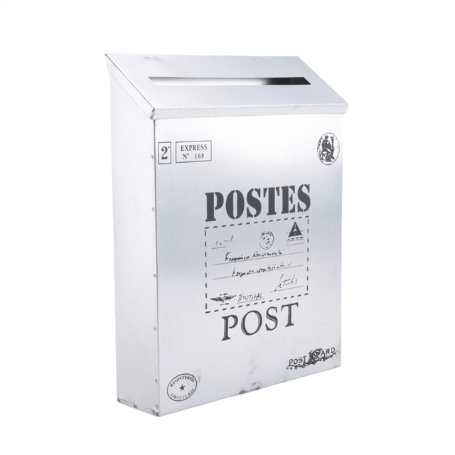 Mailbox Vintage Wall Mount Post Letter Box Silver