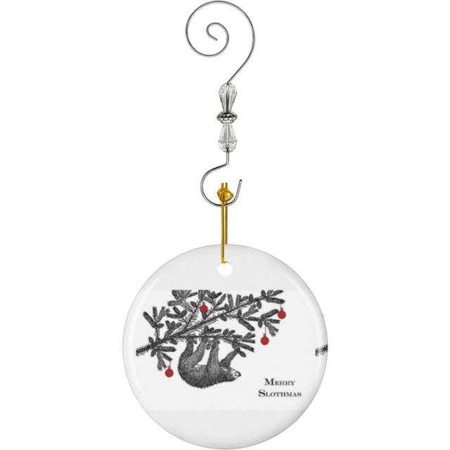(Christmas Sloth Merry Slothmas-10363) Christmas Ornaments Ceramic Charm with Hook Crystal Handmade Xmas Tree Decorations KeepsakeÂStocking Stuffer
