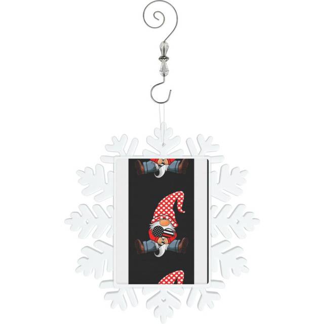 (Gnome Holding Thin Red Line Firefighter Love Heart=2397) Christmas Ornament Snowflake Tree Decoration Car Hanging Charm Gift with Hook Keepsake for F