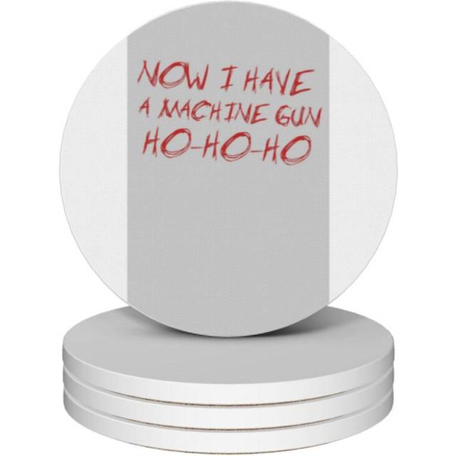(Die Hard - HO HO HO=1657) Ceramic Coasters Set of 4 Xmas for Drink Wine Beer Bar with Cork Base Housewarming Birthday Christmas Gift