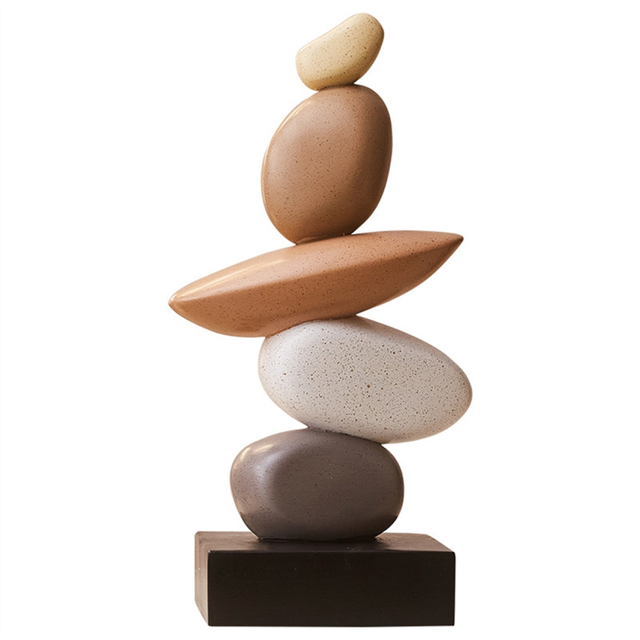 Modern Resin Stacked Stones Sculpture