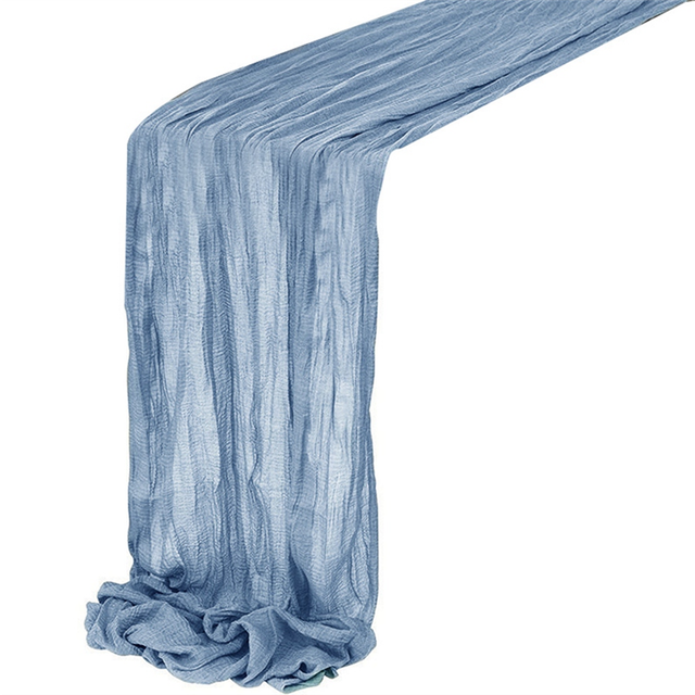 Cheesecloth Table Runner Boho Gauze for Wedding Blue 4Pcs