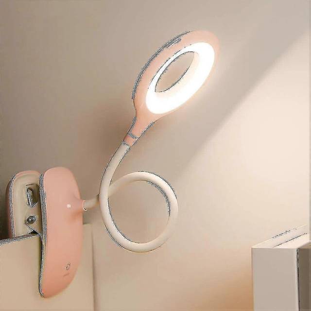 (Pink, One size) Led Clip-on Reading Lamp Dimmable Eye Protection Table Lamp