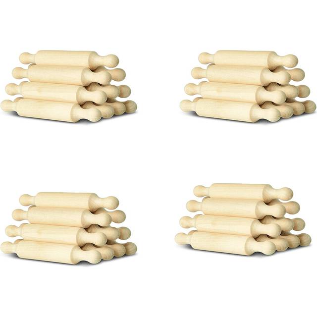 40x Wooden Mini Rolling Pin 6 Inches Long Kitchen Baking Rolling Pin Small Wood Dough Roller for Children Fondant Pasta
