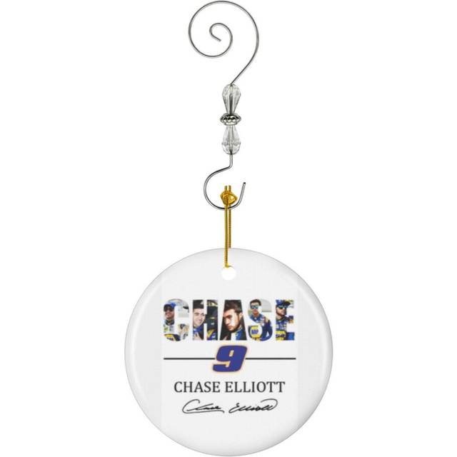 (Chase 9 Chase Elliott Signature Christmas Gifts For Fans, For Men And Women, Gift Christmas Day-1708) Christmas Ornaments Ceramic Charm with Hook Cry