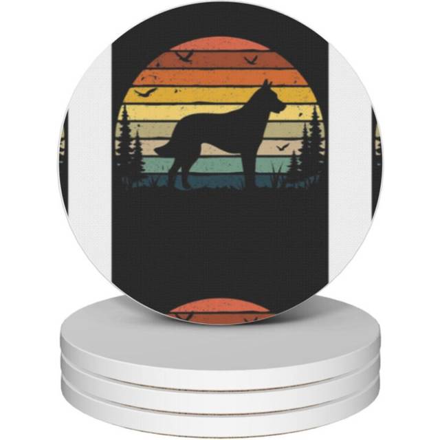 (Belgian Malinois Dog Retro Vintage=2366) Ceramic Coasters Set of 4 Xmas for Drink Wine Beer Bar with Cork Base Housewarming Birthday Christmas Gift
