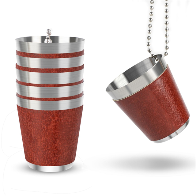 Stainless Steel with Chain Shot Glass 30ml Cup for Parties,A