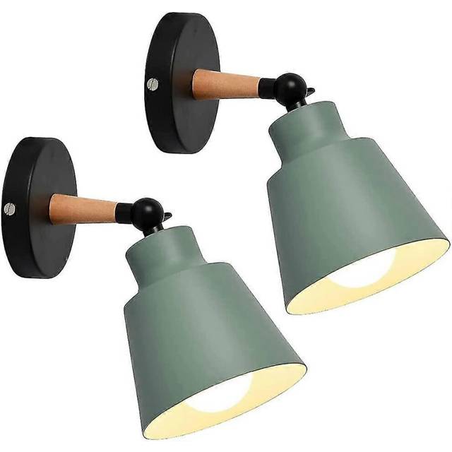 (As show, One size) 2 packs industrial vintage wall sconces ceiling light fixtures e27 metal adjustable indoor(green)