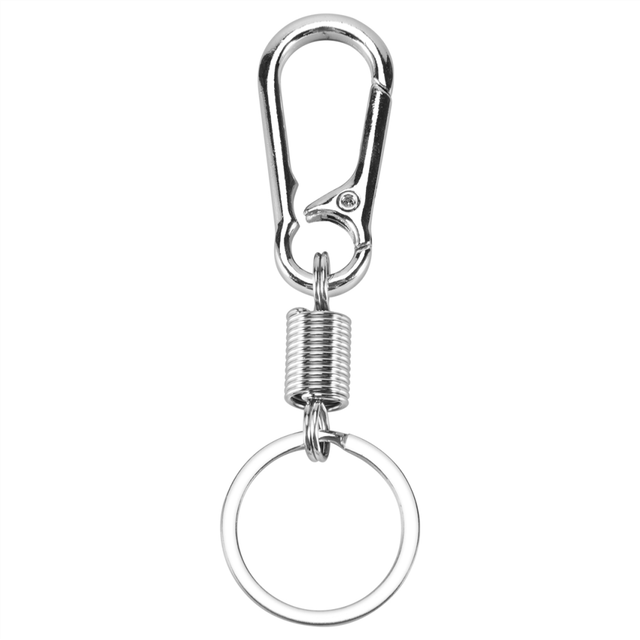 Sturdy Carabiner Key Chain Ring Polished Spring Business Waist Chain, Silver