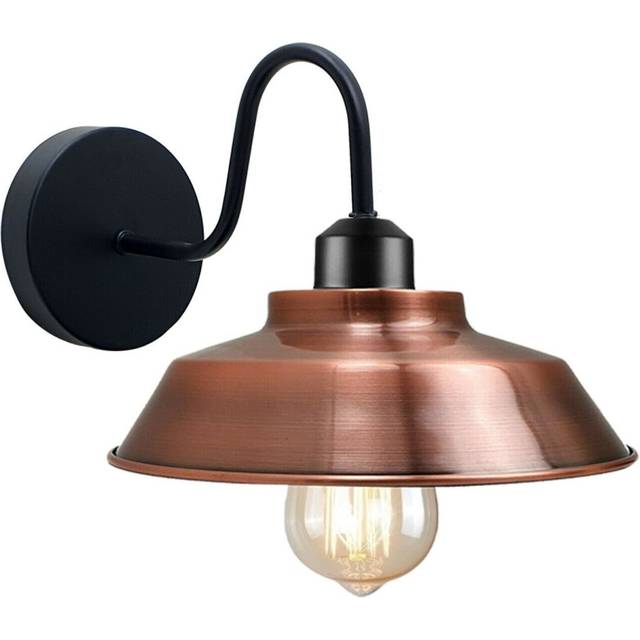 Retro Industrial Wall Lights Fittings E27 Indoor Sconce Metal Bowl Shape Shade For Basement, Bedroom, Home Office