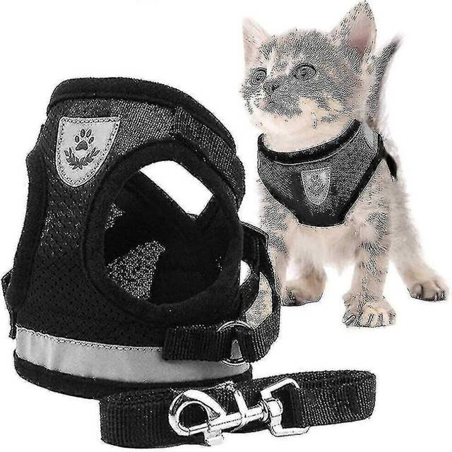 (S, Black) Cat Harness, Cat Harness Escape Proof