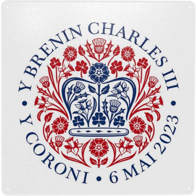 "(Welsh King Charles III Coronation Memorabilia Multi Colored Emblem=9667) Metal Tin Sign 12x12"" Wall DÃ©cor Cafe Bar Beer Pub Signs Christmas Gift"