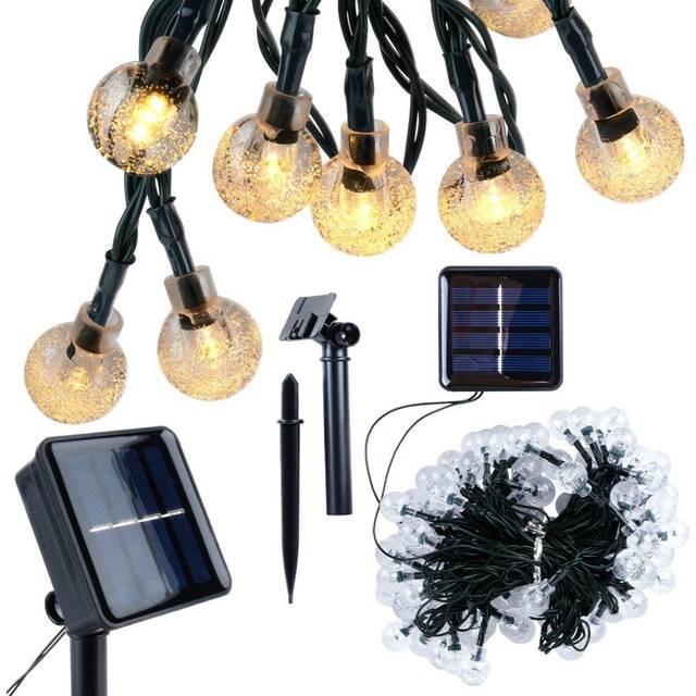 Solar powered garden garland with 100 warm LED lights