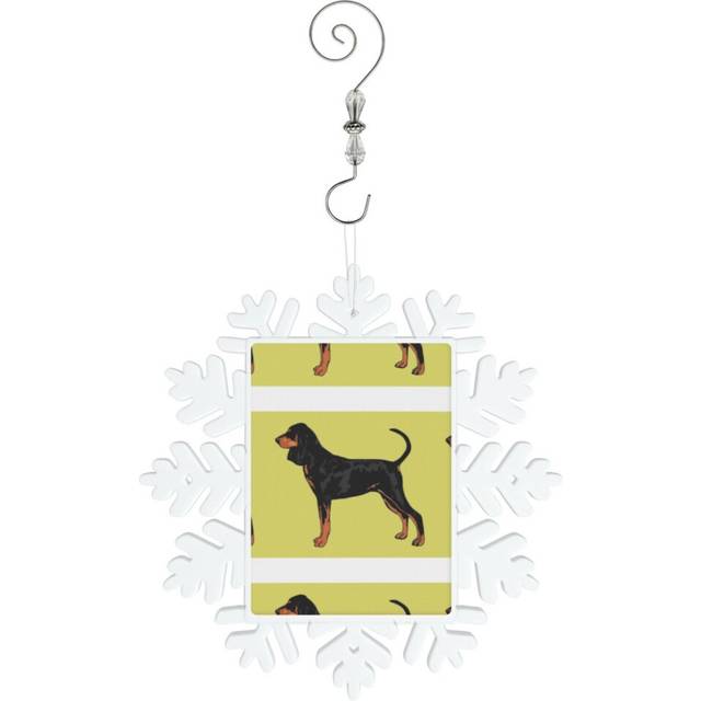 (Black And Tan Coonhound Colorful Silhouette For Dog Lovers=8801) Christmas Ornament Snowflake Tree Decoration Car Hanging Charm Gift with Hook Keepsa