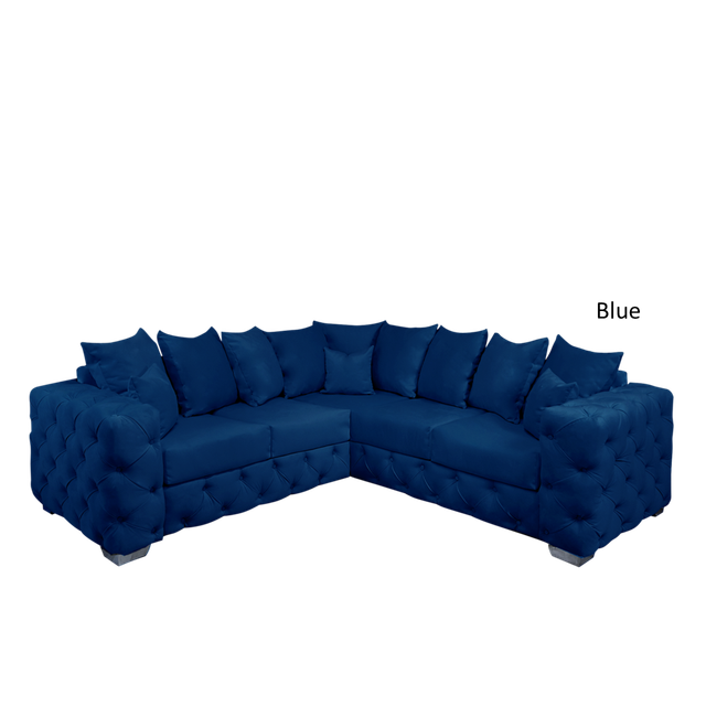 (Fabric Swatch, Royal Blue Velvet) Snooze Velvet Ashton Scatter Back 5 Seater Corner Sofa Sets Upholstered Plush Fabric