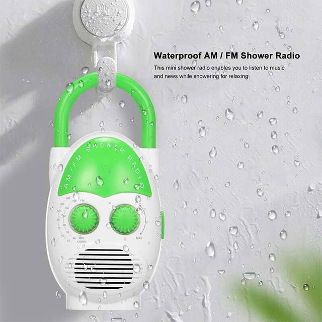 AM FM Mini Shower Radio Bathroom Waterproof Radio Hanging Music Radio Built-In Speaker Not Including Battery AM / FM Radio