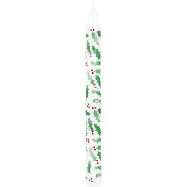 Holly Red Berries Dinner Candle | Traditional Tall Unscented Tapered Dinner Candle | Holly & Ivy Christmas Candle - 23cm