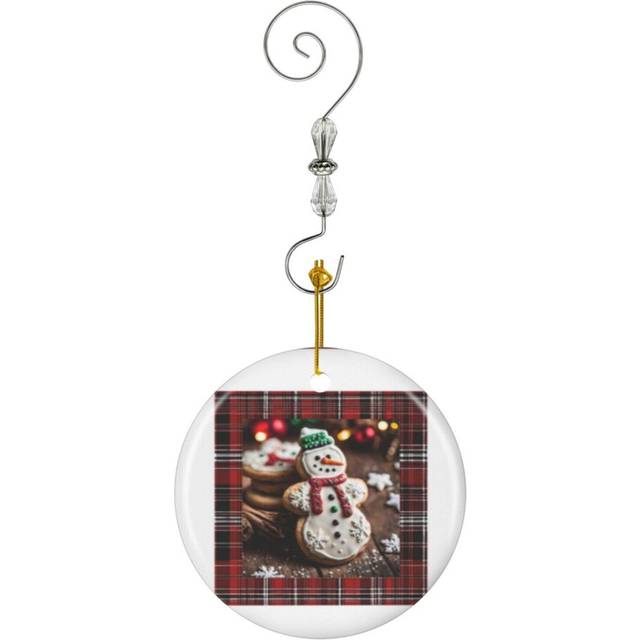(Christmas Cookie Snowman Holiday_3917) Christmas Ornaments Ceramic with Crystal Hook Xmas Handmade Tree Decorations KeepsakeÂGifts Stocking Stuffer