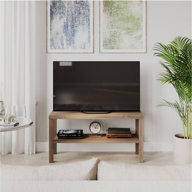 Urbn-Living Urbnliving 90Cm 2 Tier Tv Bench Entertainment Media Stand Cabinet Wooden Storage Display Unit, Oak - One Size