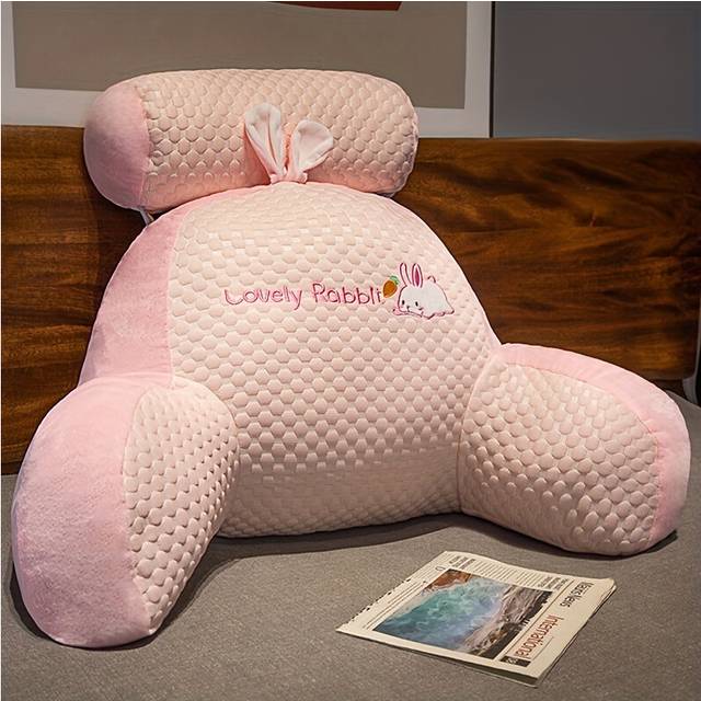 (Pink Rabbit) Large Backrest Bed Pillow Sofa Bed Dormitory Reading Pillow Removable And Washable