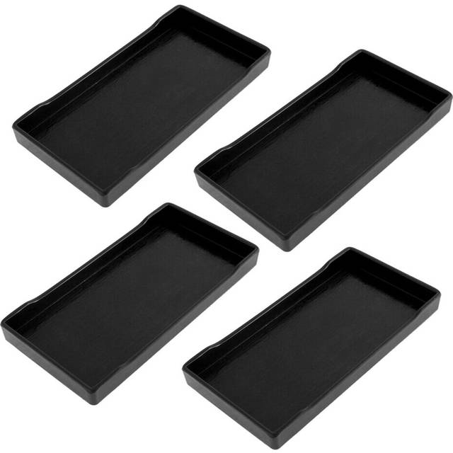 4 x Black Rectangular Design Plastic Lunch Trays