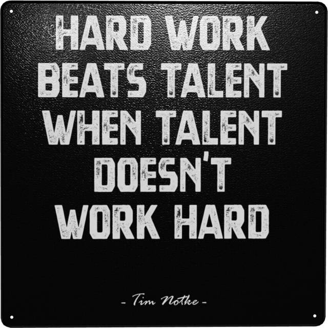 "(Tim Notke's Quote - Hard Work Beats Talent=9863) Metal Tin Sign 12x12"" Wall DÃ©cor Cafe Bar Beer Pub Signs Christmas Gift"