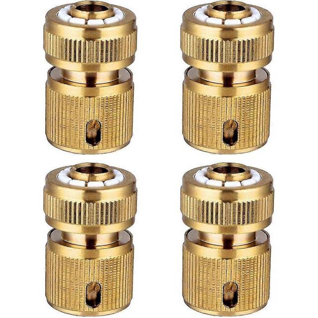 (As show, One size) 4 piece brass garden hose quick connectors, quick connectors for garden hose 1/2&quot;