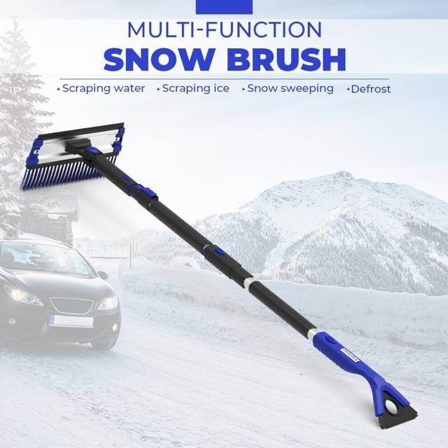 (black) 3-in-1 Extendable Snow Shovel Ice Scraper Snow Brush Water Remover For Car Auto Suv Frost Windshield Cleaner Winter Tool